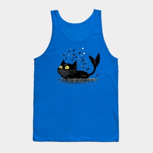 Black Cat Dreams of Being a Mermaid Tank Top